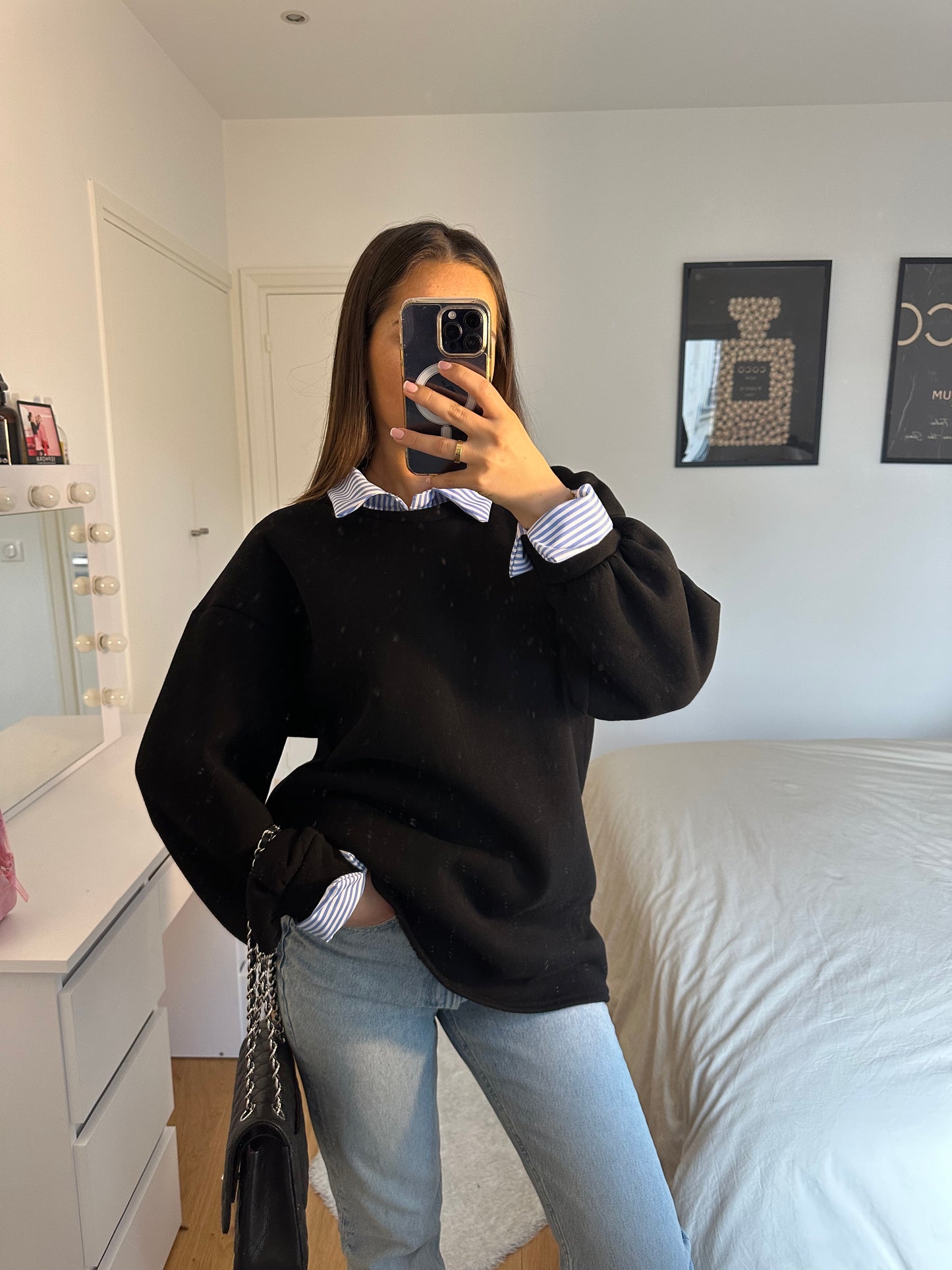 Black shirt sweater